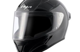 Vega Bolt ISI DOT Certified Full Face Gloss Finish Helmet for Men and Women with Clear Visor(Black, Size:L)