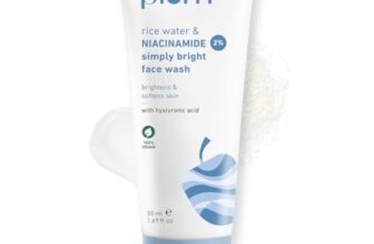 Plum Simply Bright 2% Niacinamide Face Wash With Rice Water | Brightens Skin, Helps Fade Blemishes | Softens & Smoothens Skin | Gentle & Non-Drying | Women & Men | 100% Vegan | 50 ml