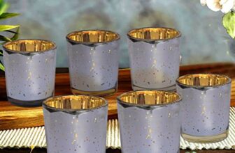 Pure Source India Glass Mercury Votive Candle Holder Pack of 6 Pcs (Silver)