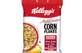 Kellogg’s Multigrain plus Corn Flakes 450 G | Power of 5 Grains | 6 Vitamins | High Iron | High Fibre | Crunchy & Delicious | Protein | Only 2% Fat | Breakfast Cereal