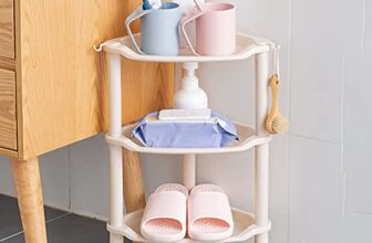 wolpin Bathroom Shelf Stand Plastic 3 Tier Shelves with Hooks Corner Kitchen Bathroom Multipurpose Holder Bathroom Storage Rack Box Strong Shower Rack Shelf