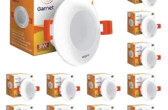 wipro Garnet 3W Led Mini Downlight for Home & Cabinet| Warm White (2700K) | Compact Design with 120° Beam Angle | Recessed Down Light for False Ceiling | Cutout-2.3 Inch | Pack of 12,Polycarbonate