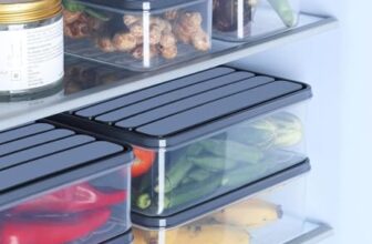 TEKCOOL Fridge Storage Boxes Freezer Storage Containers, Container for Kitchen Storage Set, Storage in Kitchen, Vegetable Storage, Draining Crisper Refrigerator Food Box (1200 ML-10 pc)