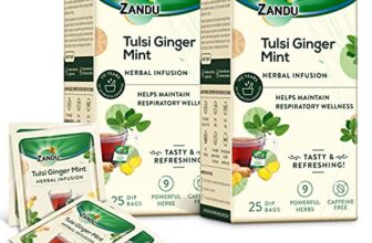 Zandu Tulsi Ginger Mint Herbal Infusion, a Herbal Tea Enriched with Ayurvedic Ingredients (Pack of 25 Tea Bags X 2)