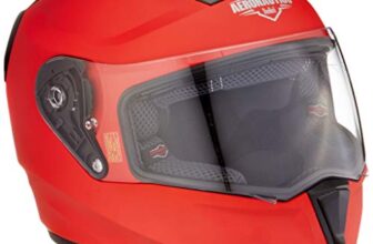 Steelbird SA-1 Aeronautics Full Face Helmet with Plain Visor (Matt Red, M)