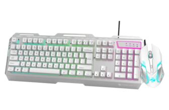 ZEBRONICS Transformer USB Gaming Keyboard & Mouse Combo,Braided Cable,Durable Al Body,Multimedia Keys & Gaming Mouse with 6 Buttons,Multi-Color LED Lights,High-Resolution Sensor with 3200 DPI(White)
