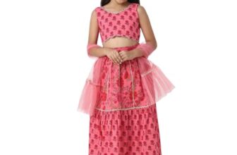 Nautinati Girls Printed Festive Lehenga and Choli Set | Age 2-8 Years_EW321-006-3Y_Red