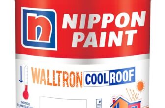 Nippon Paint Walltron – Summer Cool Roof | 30% Extra | 6.4 Kg |5 Litre | Solar Reflective Roof Coating | Heat Resistance Paint | High Sri (6.4Kg ~5 Litres), White