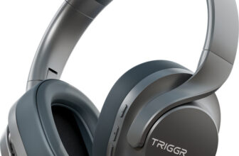TRIGGR Punkheadz Z2 with 50H Battery, Dual Pairing, 40mm Drivers, ENC, Aux Port, v5.4 Bluetooth(Graphite Grey, On the Ear)
