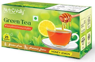 NutroVally – Green Tea Lemon Honey | Total 25 Tea Bags | Antioxidant | Lemon, Honey Green Tea Bags Box (25 Teabags)