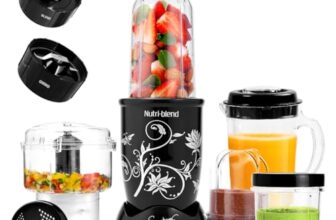 Wonderchef Nutri Blend Complete Kitchen Machine, Mixer Grinder, Blender, Chopper, Juicer, Stainless Steel Blades, 4 Jars with chopper, 500 Watts, Black, Online Recipe Book By Chef Sanjeev Kapoor
