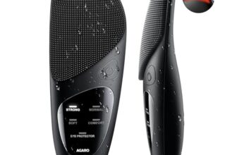 AGARO CM2407 Facial Cleansing Massager with Sonic Vibration Technique, 5 Cleaning Modes, Waterproof, Soft Silicone Bristles, Handheld, Black