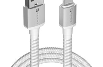 Portronics Konnect X USB to 8 Pin Cable with 3A Output, Fast Charging & Data Transfer, Nylon Braided, Aluminium Alloy Shell, 1M Length compatible with 8 PIN Devices(White)