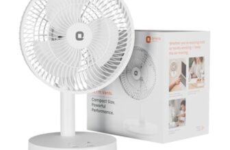 Orient Electric Vento Rechargeable Table Fan | 2000 RPM High Speed Airflow | USB Type-C Charging | 3 Speed Control | 60° Tilt Adjustable | Portable Desk Fan with LED Light for Home, Office & Study