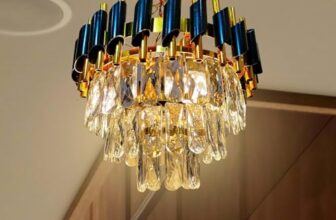 Desidiya Modern Crystal Chandelier 150watt Decorative Pendant Crystal Jhumar | for Home| Chandelier for Restaurant | Jhoomar for Hotel | Light Fixture (Black Indian, 300MM)