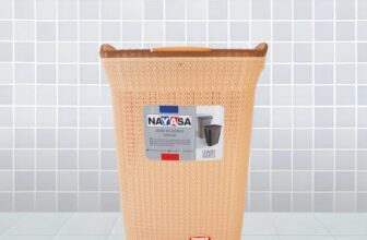 Nayasa Rope 54 Liters Plastic Laundry Basket for Clothes with Lid | Laundry Bag for Clothes | Laundry Basket Plastic | Clothes Basket | Multipurpose Basket for Storage | Light Brown