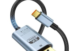 VisionSync USB C to DisplayPort 1.4 Cable 6.6Ft[HDR, 8K@60Hz, 4K@144Hz, 2K@240Hz],Type C to DP1.4 Cable,Compatible with Thunderbolt 3/4,for lPhone 15/15 Pro Max, MacBook Pro/Air, Mac mini,lPad