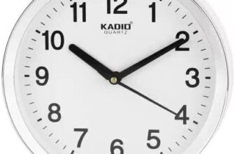 Kadio Analog 20 cm X 20 cm Wall Clock (White, with Glass, Standard)
