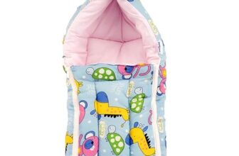 BUMTUM 0-6 Months New Born Baby Unisex Cotton Carry Bag/Sleeping Bag, 3 in 1 Baby Bed, Carry Nest for Infant, Teddy Girrafe (Dark Blue)