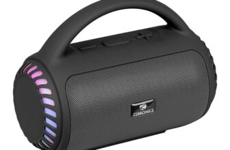 ZEBRONICS Portable Bluetooth Speaker, 8W, Upto 18 Hours Playback, BTv5.3, mSD, TWS, USB, 8 Multi-Color LED Modes, Call Function, Type-C Charge, Deep Bass, Carry Handle (County 5 Plus, Black)