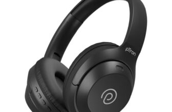 pTron Studio Classic w/ 75Hrs Playtime, Wireless Over Ear Headphones w/HD Mic, Dual Device Pairing, TruTalk AI-ENC Calls, Low-Latency Game & Music, Deep Bass, BT5.4 & Type-C Charging (Black)