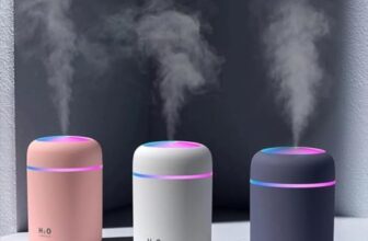 Ultrasonic Essential Oil Diffuser & Cool Mist Humidifier with LED Night Light, Quiet Aroma Diffuser for Home, Office, Bedroom & Car | Wooden Grain Air Freshener (H2O Humidifier)