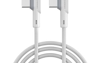 Portronics Konnect L 60W PD Type C to Type C Mobile Charging Cable, 1.2M, Fast Data Sync, Tangle Resistant, TPE+Nylon Braided(White)