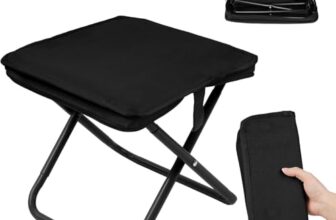 MOTOVIXA Foldable Stool Portable Collapsible Seat with Metal Frame and Oxford Cloth, Compact Folding Design with Carry Case, Black (Black)