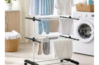 BTfash Heavy-Duty Clothes Drying Stand | Load Capacity 40 kg | Portable with Wheels | Balcony Use | Foldable Wings | Rust-Resistant Alloy Steel (Single Pole_Black)