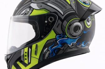 Vega Bolt Superhero ISI Certified Full Face Motorcycle Helmet with Impact Resistant ABS Shell High Density EPS Liner Scratch Resistant Visor Quick Release Buckle Comfortable Inner Padding Black Neon Yellow Helmet-L