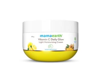 Mamaearth Vitamin C Daily Glow Light Moisturizing Cream with Turmeric & Vitamin C for Skin Brightening – 50 g | 24 Hrs Long-lasting Moisturization | For Face, Hand & Body | Non-Greasy & Quick Absorbing