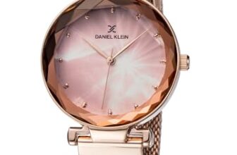 Daniel Klein Analog Pink Round Dial Rose Gold Case Rose Gold Mesh Strap Stone-Studded Water-Resistant Wrist Watch for Women Girls, Ladies DK11873-2