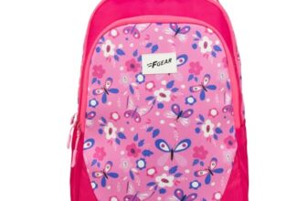 F Gear Panya Dark Pink Mulberry Butterfly 21L School Backpack|Three Spacious Compartment with Water bottle holder|Lightweight and durable|Comfortable to Carry|Stylish Backpack