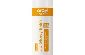 Aravi Organic Natural Lip Balm With SPF 50 PA+++ | Brightening Lip Balm for Dark Lips | Hydrates Dry & Chapped Lips | Kojic Acid, Ceramide, Peptide & Vitamin E | Men & Women | 5g