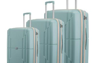 Provogue Lumina Hard-Sided PP Trolley Bag Set of 3 | Expandable Space with 8 Wheels Trolley Bags for Travel |Lightweight with Combination Lock|5 Year Warranty (Turquoise Blue)