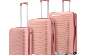 Provogue Coral Hard-Sided PP Trolley Bag Set of 3 | Expandable Space with 8 Wheels Trolley Bags for Travel | Lightweight with Combination Lock | 5 Year Warranty (Tea Rose/Redwood)
