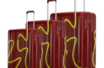 Provogue Loop Hard-Sided PP Trolley Bag Set of 3 | Expandable Space with 8 Wheels Trolley Bags for Travel |Lightweight with Combination Lock|3 Year Warranty (Cherrybomb Red)