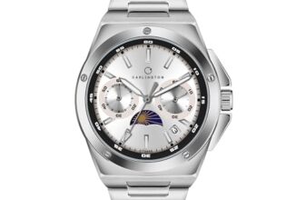 Carlington Men Silver Band Legacy Series Analog Wrist Watches with Chronograph & Elegant Moon Phase Dial – CT 9955