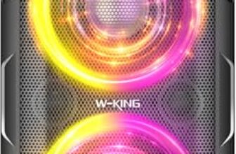 W-KING Party Loudest Portable Bluetooth Speaker Wireless Boom Box, 180W Max Big Large Outdoor Speaker, 80W HD Huge 105dB Pulse Natural Deep Bass, Party Lights, USB Playback, 24Hrs, AUX, TF Card, EQ