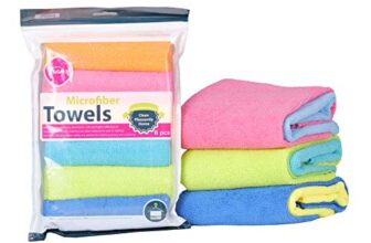 TranX Microfiber Cleaning Cloth 220 GSM for Car and Home, 30cm x 35cm, (Set of 6, Multicolour)