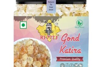 RJ7773 Organic Gond Katira Tragacanth Gum – Ayurvedic Heat Relief & Hydration Ingredient, Digestive Support, Fiber Rich Superfood for Drinks, Desserts (Gound_250g)