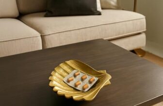MARKET 99 Golden Ribbed Aluminium Decorative Platter | Glossy Designer Tray for Table, Dining, Center & Coffee Table Décor | Elegant Festive, Diwali, Housewarming & Gifting Display
