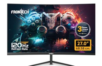 FRONTECH 27-Inch (68.58 cm) Curved Gaming LED Monitor | Full HD 1080p | 120Hz Refresh Rate | RGB Lights | HDMI & VGA Dual Input | Wall Mountable | 3 Years Warranty (MON-0053A)