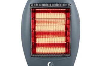CG Beluga 3H 1200W Halogen Room Heater | All New Red Halogen | 3 Heat Settings | Tip Over Safety Switch | Noiseless Operation | Ideal for Rooms up to 150 sqft | Grey