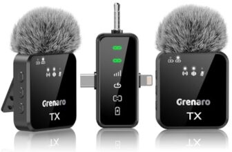 GRENARO Mic for YouTube Wireless, Dual Lapel Wireless Microphone for Recording with LED Display, 164ft Range, Mute/Reverb/Noise Reduction for YouTube, Live Streaming, Vlogging