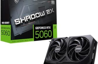 MSI GeForce RTX 5060 8G Shadow 2X OC Graphic Card – NVIDIA GeForce RTX 5060 GPU, 8GB GDDR7 128-bit Memory, 28 Gbps, PCI Express Gen 5 x16 Interface, Upto 2527 MHz, TORX Fan 5.0