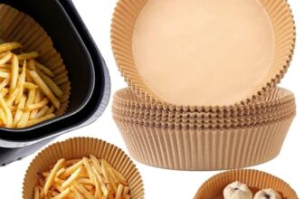 Air Fryer Paper Liners Disposable 100 Pcs, Round Non Stick Parchment Baking Paper for 5-8 QT Air Fryers, Oil Proof Heat Resistant Disposable Liners for Baking Roasting Frying (AIR Frying Paper Round)