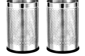Mumma’s LIFE 18L Dustbin for Home | Pack of 2, Stainless Steel Open Perforated Dustbins Without Lid | Multipurpose Garbage Bins for Kitchen, Bathroom, Bedroom & Office
