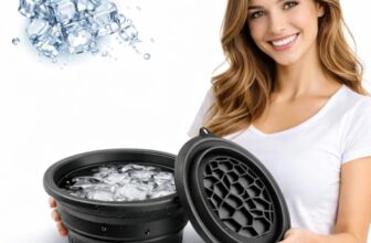 ANTIL’S Silicone Ice Face Bowl with Built-in Ice Tray – Collapsible Facial Ice Bath Tub for Skin Tightening, Acne Relief & Cold Plunge Therapy – Portable Spa Tool for Home & Travel (Pack of 1) Black Color