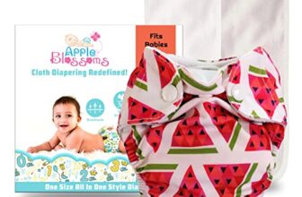 Apple Blossoms Reusable Cloth diaper | New Born babies to 3M | CPSIA Certified 300+wash|Washable & Adjustable Snap Button | pack includes 1 Diaper with 2 organic Bamboo cotton inserts